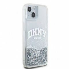 Apple iPhone 15 Hülle DKNY Liquid Glitters Arch Logo Weiß