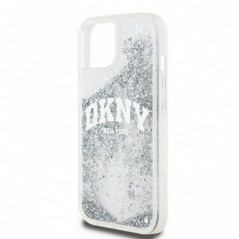 Apple iPhone 15 Hülle DKNY Liquid Glitters Arch Logo Weiß