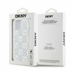 Apple iPhone 15 Hülle DKNY Liquid Glitters Checkered Pattern Weiß