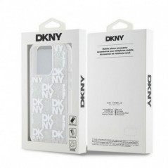 Apple iPhone 15 Pro Hülle DKNY Liquid Glitters Checkered Pattern Weiß