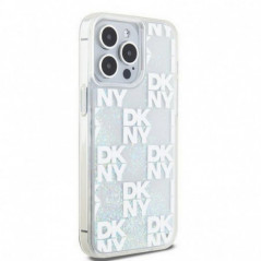Apple iPhone 15 Pro Max Hülle DKNY Liquid Glitters Checkered Pattern Weiß