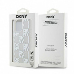 Apple iPhone 15 Pro Max Hülle DKNY Liquid Glitters Checkered Pattern Weiß