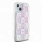 Apple iPhone 15 Hülle DKNY Liquid Glitters Checkered Pattern Rosa