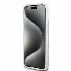 Apple iPhone 15 Hülle DKNY Liquid Glitters Checkered Pattern Rosa