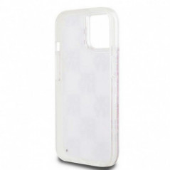 Apple iPhone 15 Hülle DKNY Liquid Glitters Checkered Pattern Rosa