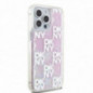 Apple iPhone 15 Pro Max Hülle DKNY Liquid Glitters Checkered Pattern Rosa