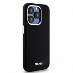Apple iPhone 14 Pro Hülle DKNY Silicone Horizontal Metal Logo MagSAFE  Schwarz