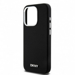 Apple iPhone 14 Pro Hülle DKNY Silicone Horizontal Metal Logo MagSAFE  Schwarz