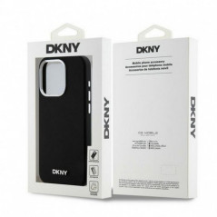 Apple iPhone 14 Pro Hülle DKNY Silicone Horizontal Metal Logo MagSAFE  Schwarz