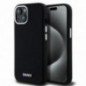 Apple iPhone 15 Hülle DKNY Silicone Horizontal Metal Logo MagSAFE  Schwarz