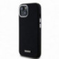 Apple iPhone 15 Hülle DKNY Silicone Horizontal Metal Logo MagSAFE  Schwarz