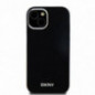 Apple iPhone 15 Plus Hülle DKNY Silicone Horizontal Metal Logo MagSAFE  Schwarz