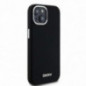 Apple iPhone 15 Plus Hülle DKNY Silicone Horizontal Metal Logo MagSAFE  Schwarz