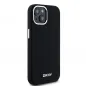 Apple iPhone 15 Plus Hülle DKNY Silicone Horizontal Metal Logo MagSAFE  Schwarz