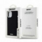 Apple iPhone 15 Plus Hülle DKNY Silicone Horizontal Metal Logo MagSAFE  Schwarz