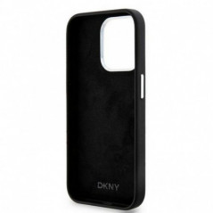 Apple iPhone 15 Pro Hülle DKNY Silicone Horizontal Metal Logo MagSAFE  Schwarz