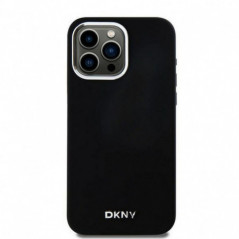 Apple iPhone 15 Pro Max Hülle DKNY Silicone Horizontal Metal Logo MagSAFE  Schwarz