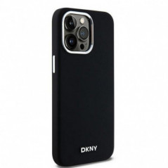 Apple iPhone 15 Pro Max Hülle DKNY Silicone Horizontal Metal Logo MagSAFE  Schwarz