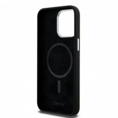 Apple iPhone 15 Pro Max Hülle DKNY Silicone Horizontal Metal Logo MagSAFE  Schwarz