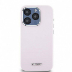 Apple iPhone 14 Pro Hülle DKNY Silicone Horizontal Metal Logo MagSAFE  Rosa