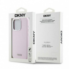 Apple iPhone 14 Pro Hülle DKNY Silicone Horizontal Metal Logo MagSAFE  Rosa