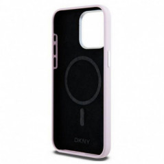 Apple iPhone 14 Pro Max Hülle DKNY Silicone Horizontal Metal Logo MagSAFE  Rosa