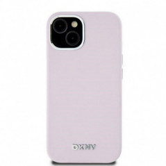 Apple iPhone 15 Plus Hülle DKNY Silicone Horizontal Metal Logo MagSAFE  Rosa