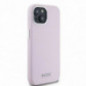 Apple iPhone 15 Plus Hülle DKNY Silicone Horizontal Metal Logo MagSAFE  Rosa