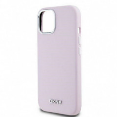 Apple iPhone 15 Plus Hülle DKNY Silicone Horizontal Metal Logo MagSAFE  Rosa