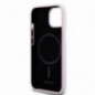 Apple iPhone 15 Plus Hülle DKNY Silicone Horizontal Metal Logo MagSAFE  Rosa
