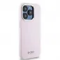 Apple iPhone 15 Pro Hülle DKNY Silicone Horizontal Metal Logo MagSAFE  Rosa