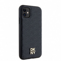 Apple iPhone 11 Hülle DKNY Pu Repeat Pattern Stack Logo MagSAFE  Schwarz