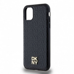 Apple iPhone 11 Hülle DKNY Pu Repeat Pattern Stack Logo MagSAFE  Schwarz