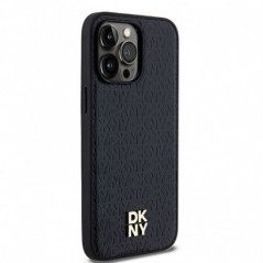 Apple iPhone 13 Pro Max Hülle DKNY Pu Repeat Pattern Stack Logo MagSAFE  Schwarz