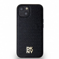 Apple iPhone 14 Hülle DKNY Pu Repeat Pattern Stack Logo MagSAFE  Schwarz