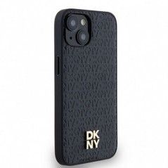 Apple iPhone 14 Hülle DKNY Pu Repeat Pattern Stack Logo MagSAFE  Schwarz