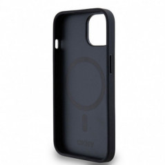Apple iPhone 14 Hülle DKNY Pu Repeat Pattern Stack Logo MagSAFE  Schwarz