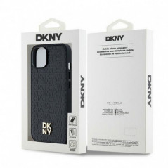 Apple iPhone 14 Hülle DKNY Pu Repeat Pattern Stack Logo MagSAFE  Schwarz