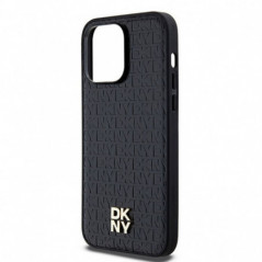 Apple iPhone 14 Pro Hülle DKNY Pu Repeat Pattern Stack Logo MagSAFE  Schwarz