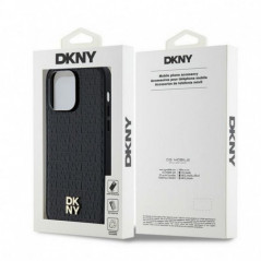 Apple iPhone 14 Pro Hülle DKNY Pu Repeat Pattern Stack Logo MagSAFE  Schwarz