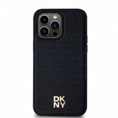 Apple iPhone 14 Pro Max Hülle DKNY Pu Repeat Pattern Stack Logo MagSAFE  Schwarz