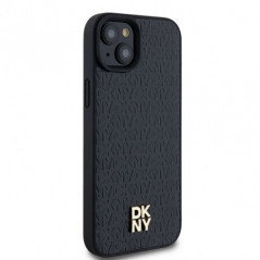 Apple iPhone 15 Hülle DKNY Pu Repeat Pattern Stack Logo MagSAFE  Schwarz