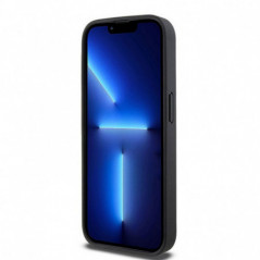 Apple iPhone 15 Pro Hülle DKNY Pu Repeat Pattern Stack Logo MagSAFE  Schwarz