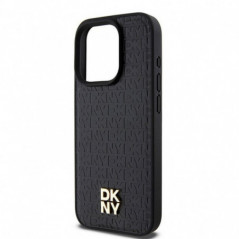 Apple iPhone 15 Pro Hülle DKNY Pu Repeat Pattern Stack Logo MagSAFE  Schwarz