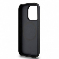 Apple iPhone 15 Pro Hülle DKNY Pu Repeat Pattern Stack Logo MagSAFE  Schwarz