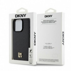 Apple iPhone 15 Pro Hülle DKNY Pu Repeat Pattern Stack Logo MagSAFE  Schwarz