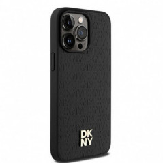 Apple iPhone 15 Pro Max Hülle DKNY Pu Repeat Pattern Stack Logo MagSAFE  Schwarz