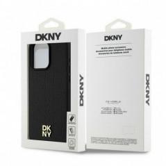 Apple iPhone 15 Pro Max Hülle DKNY Pu Repeat Pattern Stack Logo MagSAFE  Schwarz