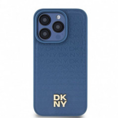 Apple iPhone 15 Pro Hülle DKNY Pu Repeat Pattern Stack Logo MagSAFE  Blau