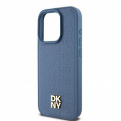 Apple iPhone 15 Pro Hülle DKNY Pu Repeat Pattern Stack Logo MagSAFE  Blau
